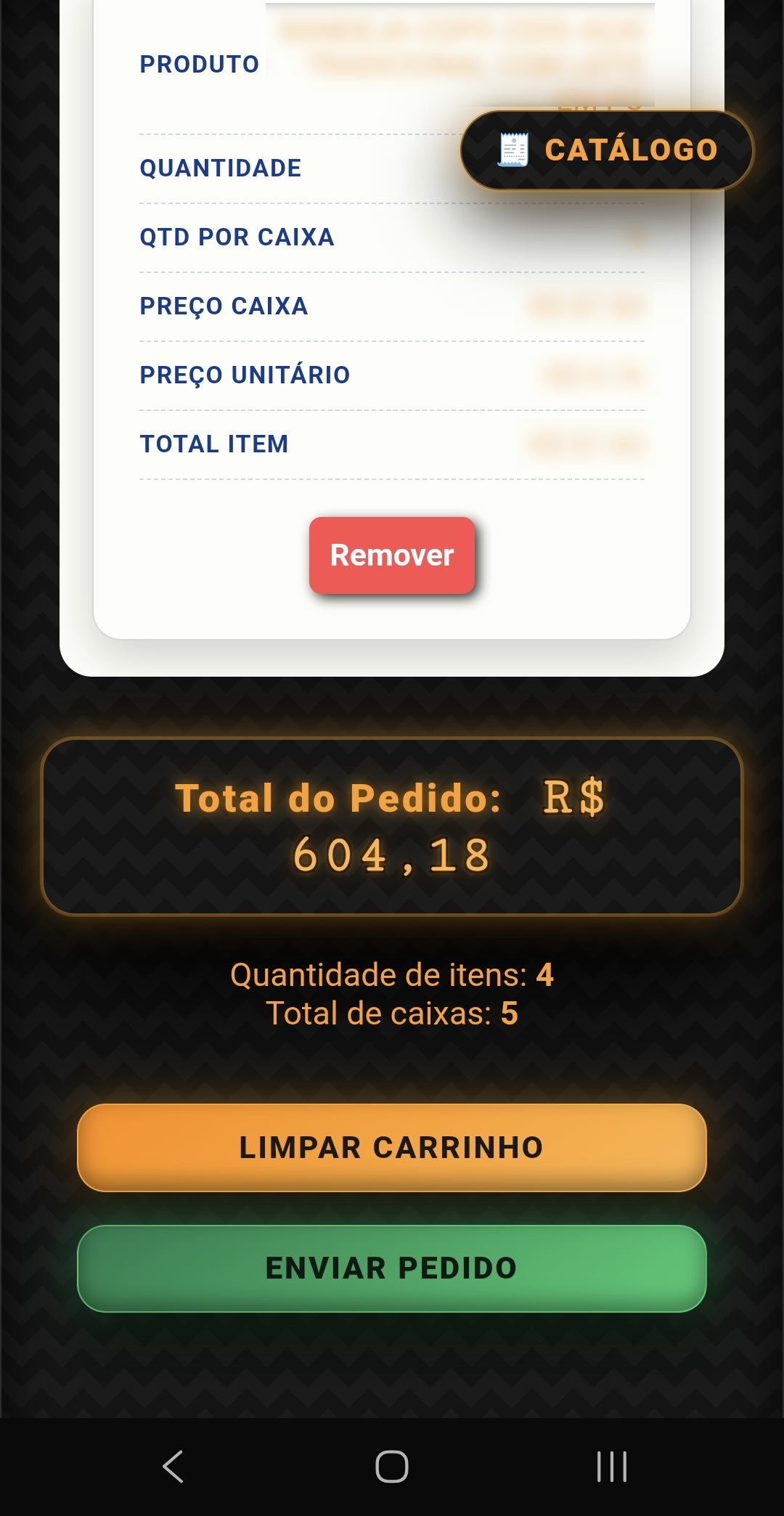 confirmação de pedido
